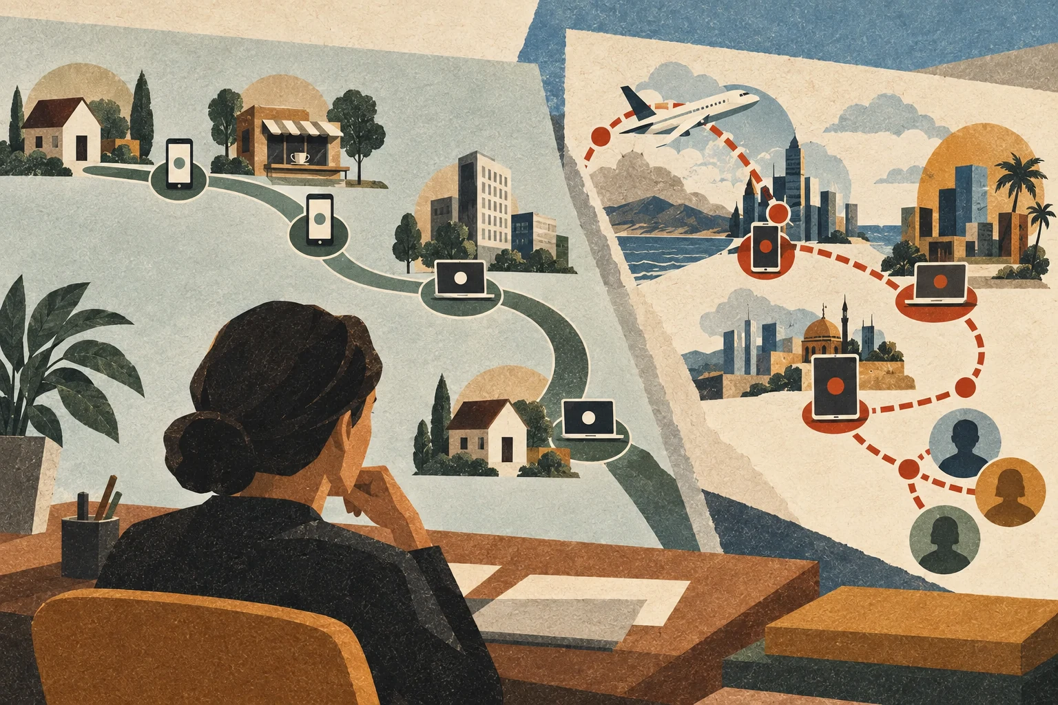 Device, behavior, velocity and relationship observations reach one analyst through distinct evidence routes.