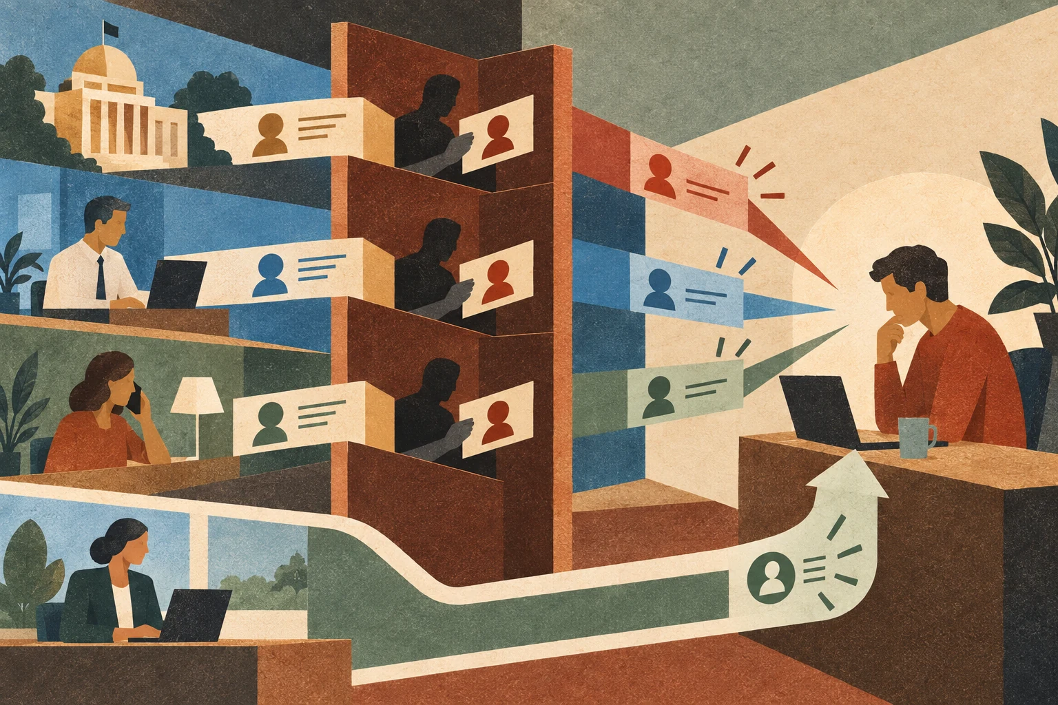 False authority, familiarity and urgency masks travel through messages toward a reader who can pause and verify.