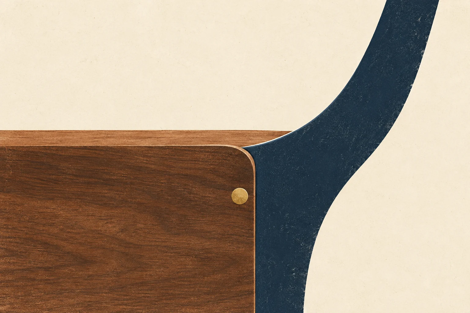 A precise material joint and alignment pin emphasize proportion and workmanship.